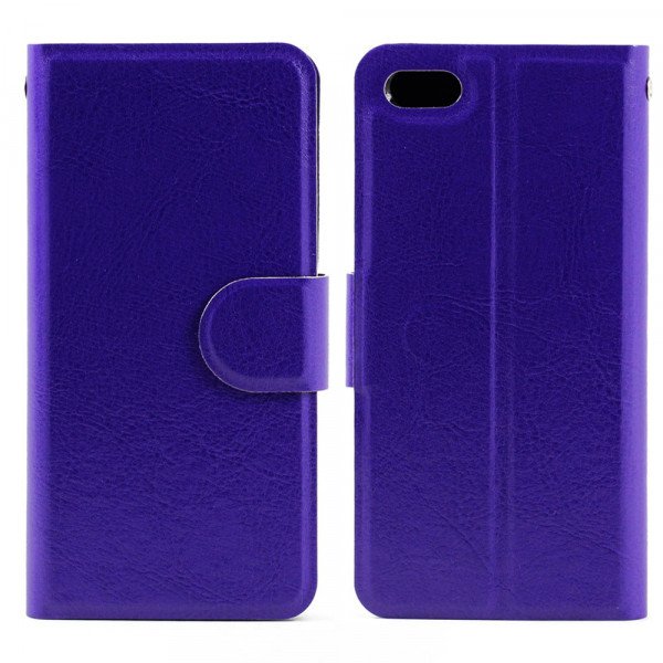 Wholesale iPhone 5S 5 Slim Flip Leather Wallet Case (Purple)